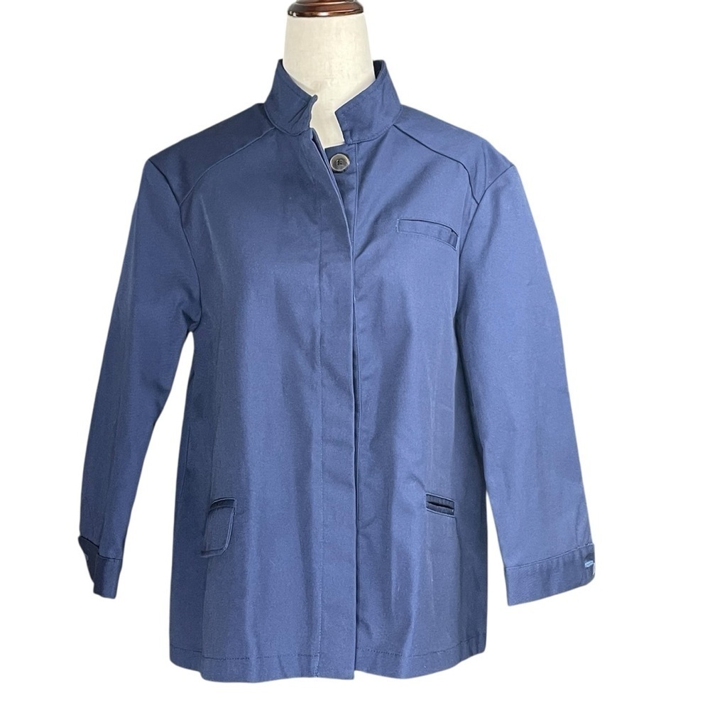Amour Vert Organic Cotton Navy Blue Boxy Lightweight Cropped Jacket Size Small